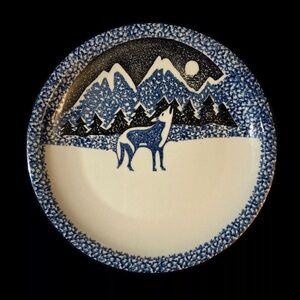 WOLF Tienshan Folk Craft Stoneware Large Round 12" Serving Plate EUC!